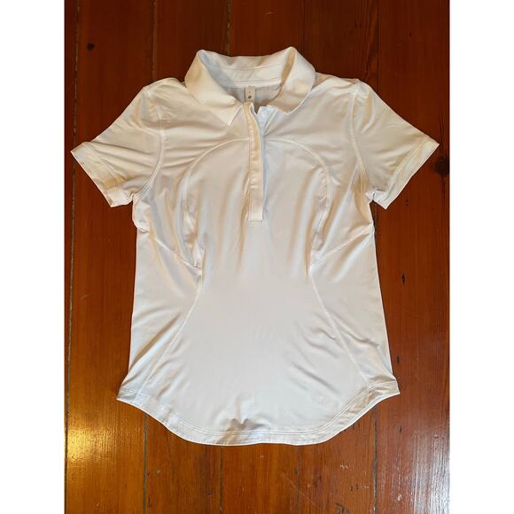 Lululemon Women’s White Polo Shirt Size 6 Recycled Nylon Golf Tennis Top - Picture 4 of 7